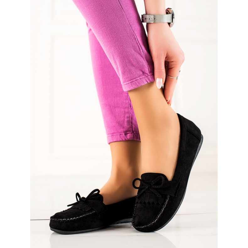 TRENDI Mocassins décontractés en daim le noir 1