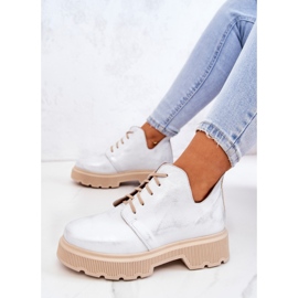 Brogues Sur La Semelle Massive Nicole Blanc-Argent 2701 1