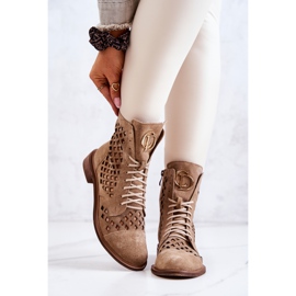 Bottines En Cuir Ajouré Zazoo Camel 2695 brun 2