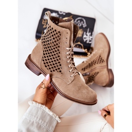 Bottes en cuir ajouré avec lien Nicole Marron clair 2696 brun 1