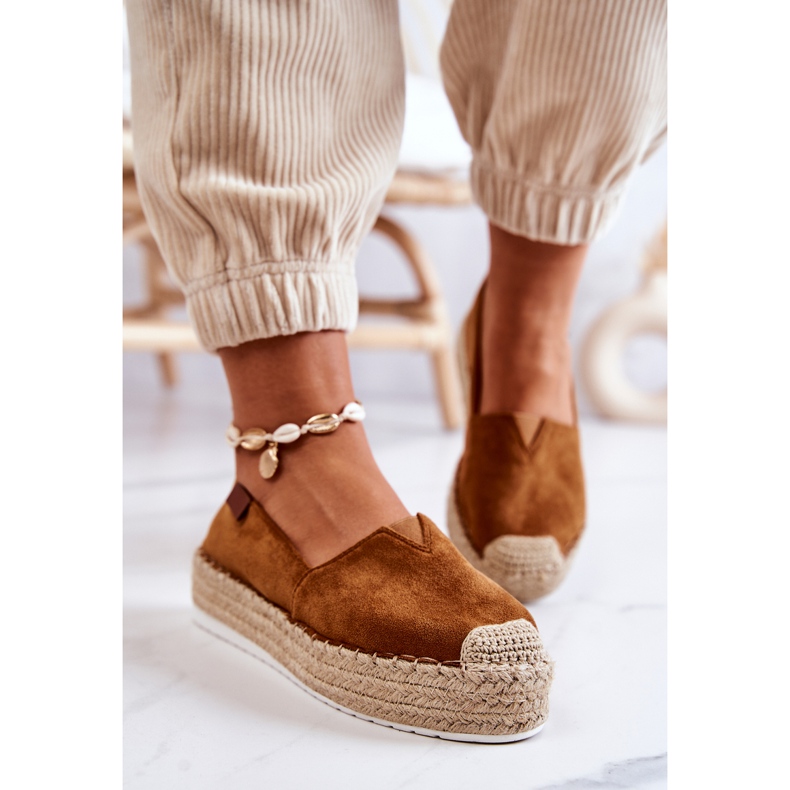FB2 Espadrilles à enfiler en daim camel Lesley brun 1