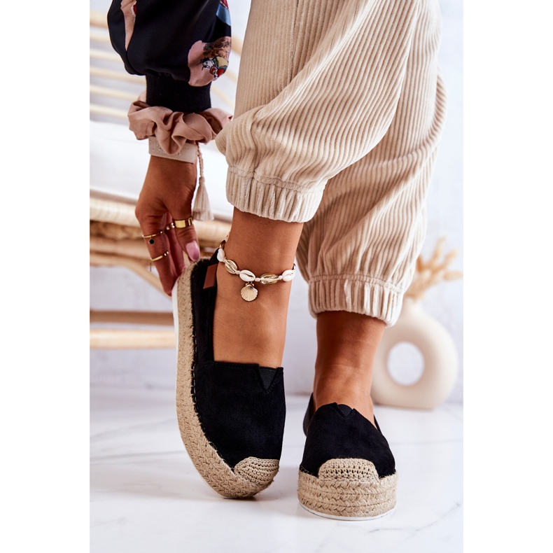 FB2 Espadrilles à enfiler en daim noires Lesley 1