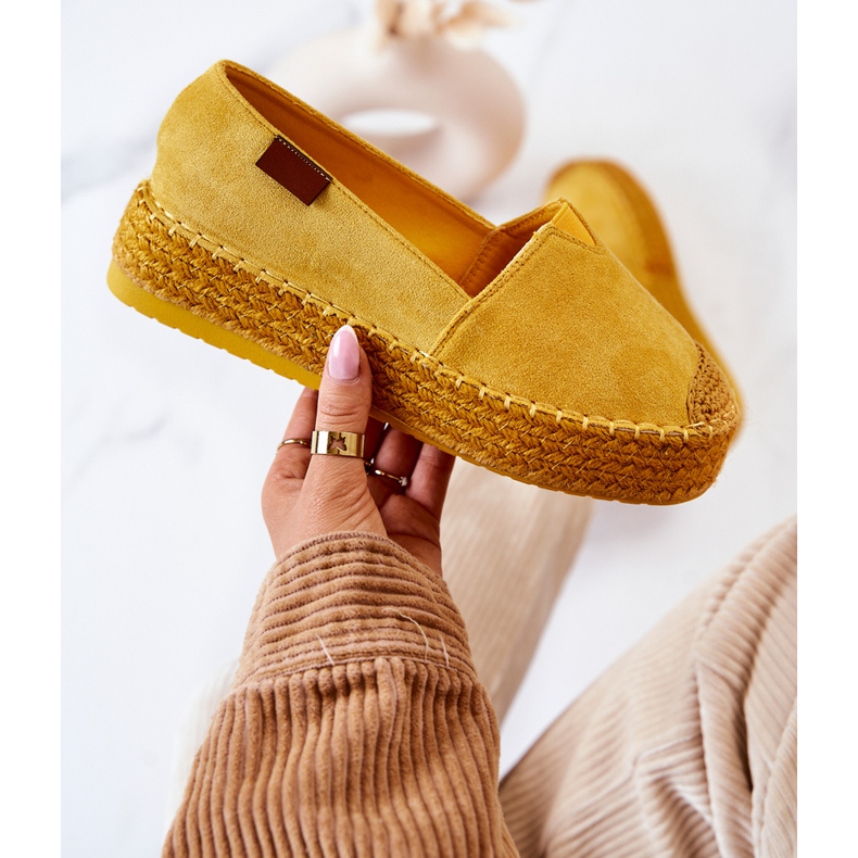 FB2 Espadrilles à enfiler en daim jaune Lesley 1