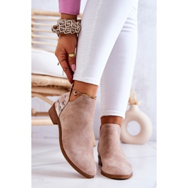 Vinceza Bottines en Daim Motif Serpent Beige Stephanie 2