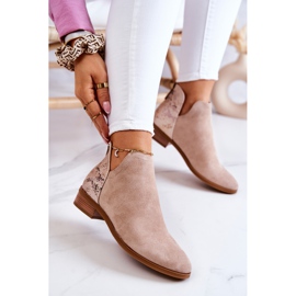 Vinceza Bottines en Daim Motif Serpent Beige Stephanie 4