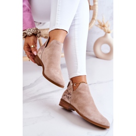 Vinceza Bottines en Daim Motif Serpent Beige Stephanie 5