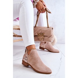 Vinceza Bottines en Daim Motif Serpent Beige Stephanie 6