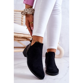 Vinceza Bottines noires en daim avec peau de serpent Stephanie le noir 1