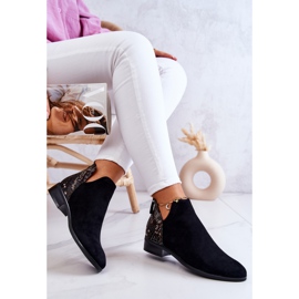 Vinceza Bottines noires en daim avec peau de serpent Stephanie le noir 5