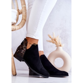 Vinceza Bottines noires en daim avec peau de serpent Stephanie le noir 4