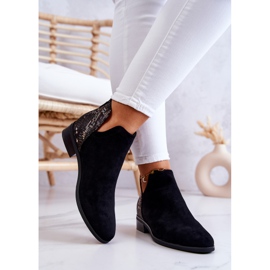 Vinceza Bottines noires en daim avec peau de serpent Stephanie le noir 2