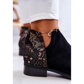 Vinceza Bottines noires en daim avec peau de serpent Stephanie le noir 3