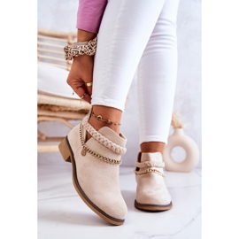 PS1 Boots Daim Avec Chaîne Beige Talitha 4