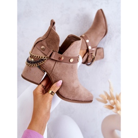 PS1 Bottes Femme Daim Avec Chaînes Beige Foncé Tracy 1