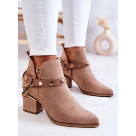 PS1 Bottes Femme Daim Avec Chaînes Beige Foncé Tracy 3