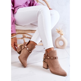 PS1 Bottes Femme Daim Avec Chaînes Beige Foncé Tracy 4