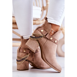 PS1 Bottes Femme Daim Avec Chaînes Beige Foncé Tracy 6