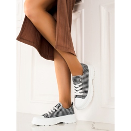 Bona Baskets basses à carreaux blanche le noir 2