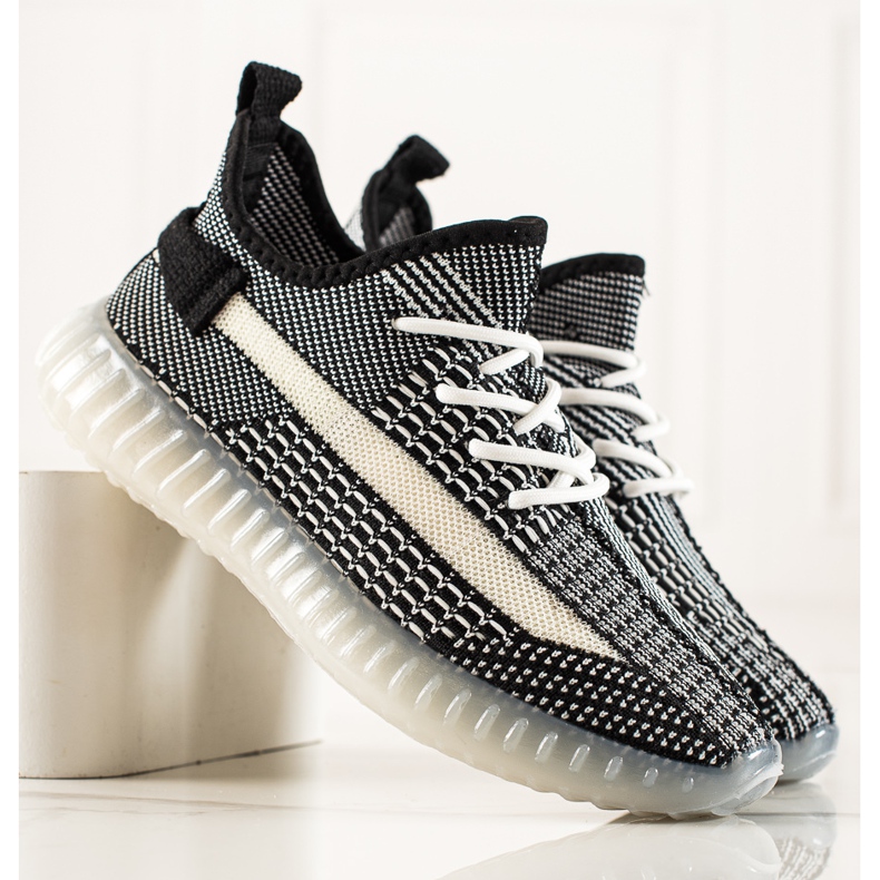 TRENDI Baskets confortables pour hommes blanc noir 1