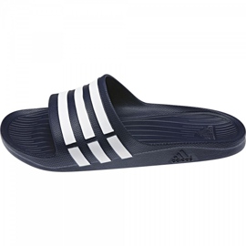 Pantoufles Adidas Duramo Slide G15892 blanche bleu marin 2