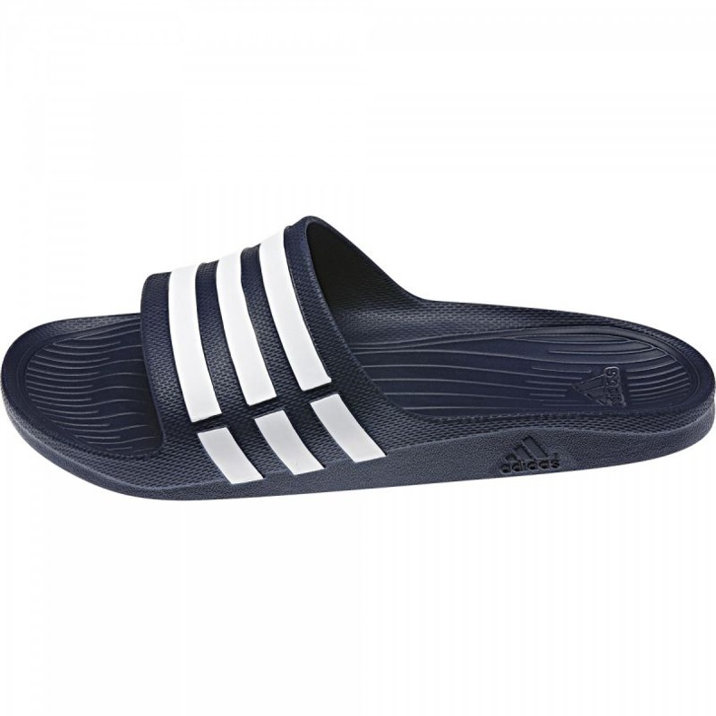 Pantoufles Adidas Duramo Slide G15892 blanche bleu marin 2