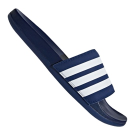 Chaussons Adidas Adilette Comfort M B42114 blanche bleu marin 1 Chaussons Adidas Adilette Comfort M B42114 blanche bleu marin 1