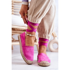 FB1 Espadrilles Daim Nouées Fuchsia Ismanne rose 2