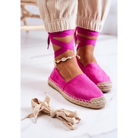 FB1 Espadrilles Daim Nouées Fuchsia Ismanne rose 1