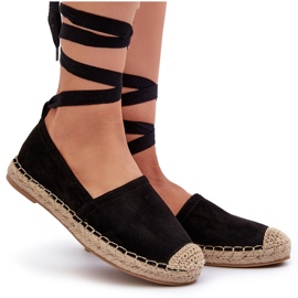 Ismanne Espadrilles en daim noir à nouer le noir 7