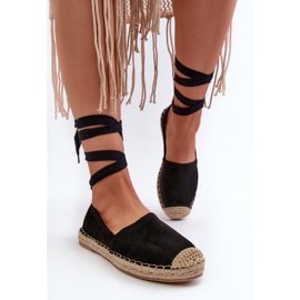 Ismanne Espadrilles en daim noir à nouer le noir 4
