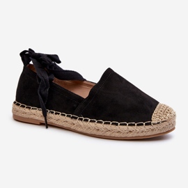 Ismanne Espadrilles en daim noir à nouer 1