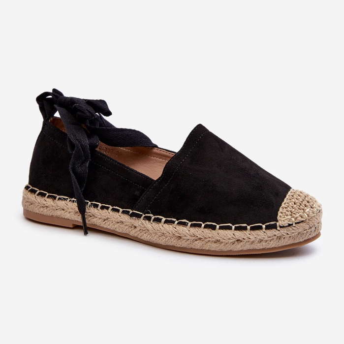 Ismanne Espadrilles en daim noir à nouer 1