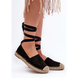 Ismanne Espadrilles en daim noir à nouer le noir 2