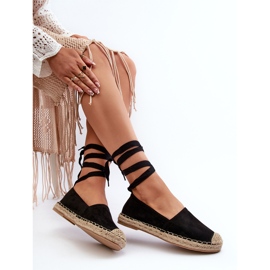 Ismanne Espadrilles en daim noir à nouer le noir 5