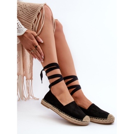 Ismanne Espadrilles en daim noir à nouer le noir 6