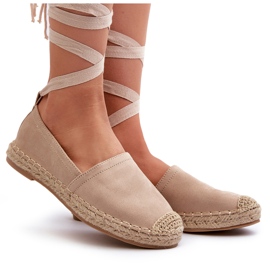 FB1 Espadrilles en daim beiges nouées Ismanne 9