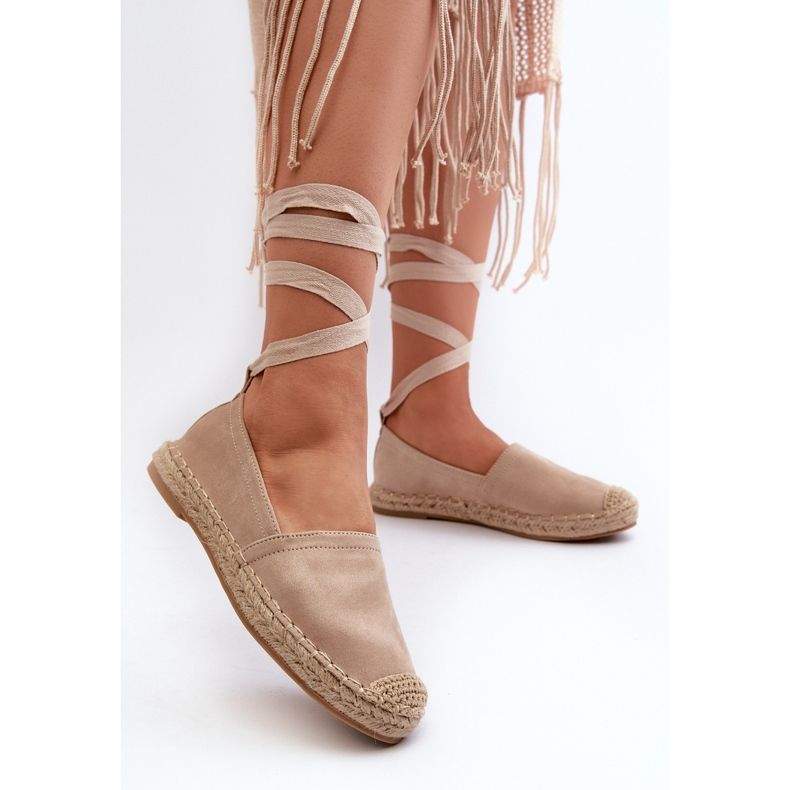 FB1 Espadrilles en daim beiges nouées Ismanne 2