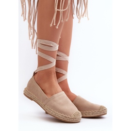 FB1 Espadrilles en daim beiges nouées Ismanne 1