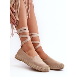FB1 Espadrilles en daim beiges nouées Ismanne 6