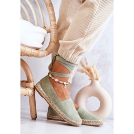 FB1 Espadrilles en daim Ismanne vertes nouées 6