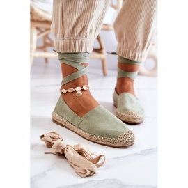 FB1 Espadrilles en daim Ismanne vertes nouées 1