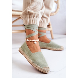 FB1 Espadrilles en daim Ismanne vertes nouées 4