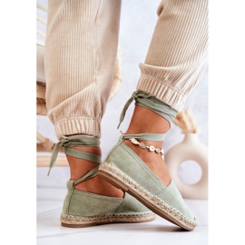 FB1 Espadrilles en daim Ismanne vertes nouées 5