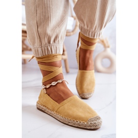FB1 Espadrilles en daim Ismanne jaunes nouées 4