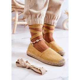 FB1 Espadrilles en daim Ismanne jaunes nouées 1