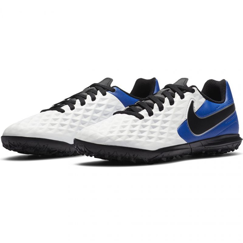 Nike Tiempo Legend 8 Club Tf Jr AT5883 104 chaussures de football noir, bleu, blanc blanche 1
