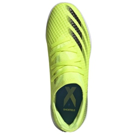 Chaussures de foot Adidas X Ghosted.3 In Jr FW6924 blanc, jaune néon vert 2