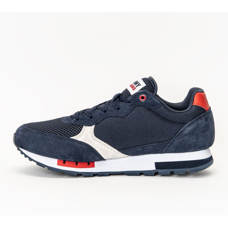 Chaussures Tommy Hilfiger Jeans Retro Runner Mix M EM0EM00699-C87 blanche bleu marin 1 Chaussures Tommy Hilfiger Jeans Retro Runner Mix M EM0EM00699-C87 blanche bleu marin 1