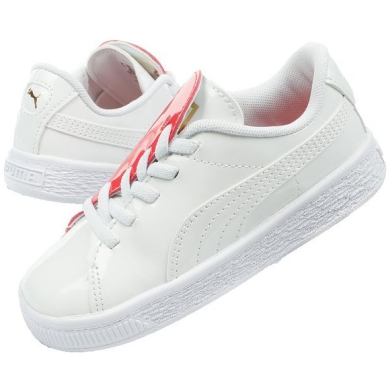 Puma Basket Crush Patent Bébé Jr 369675 01 blanc bleu 1