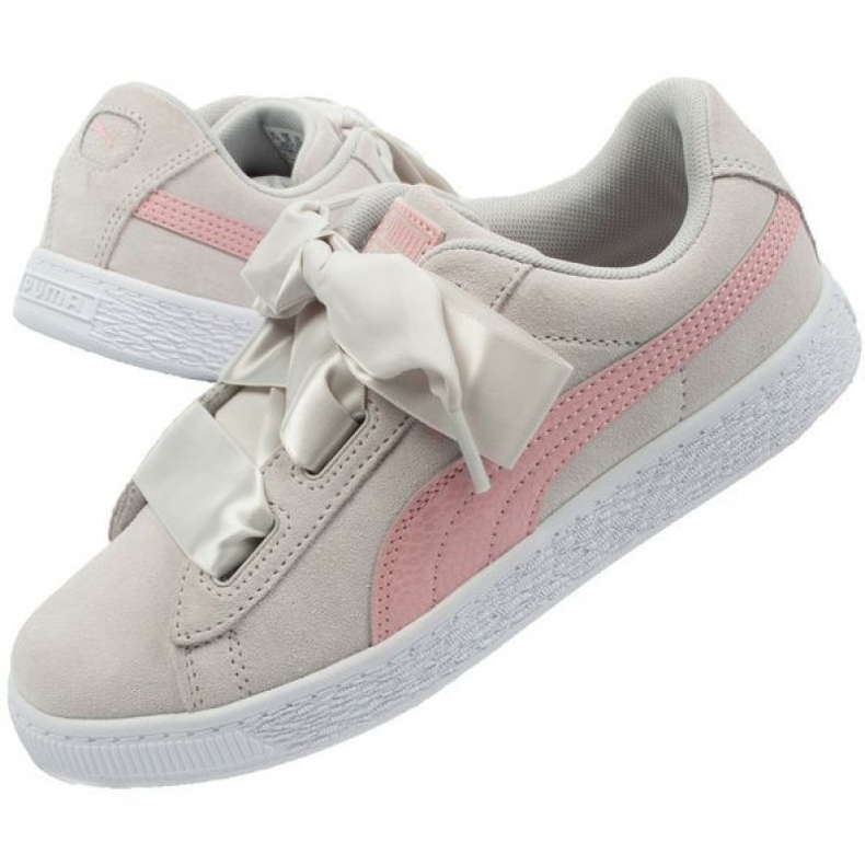 Chaussures Puma Suede Heart Circles Jr 370569 01 rose gris 1